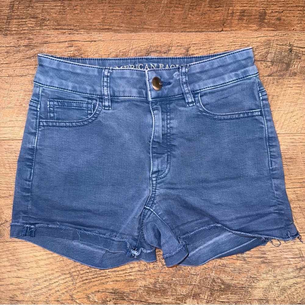 American Eagle Hi-Rise Shortie Denim Shorts | Size 0